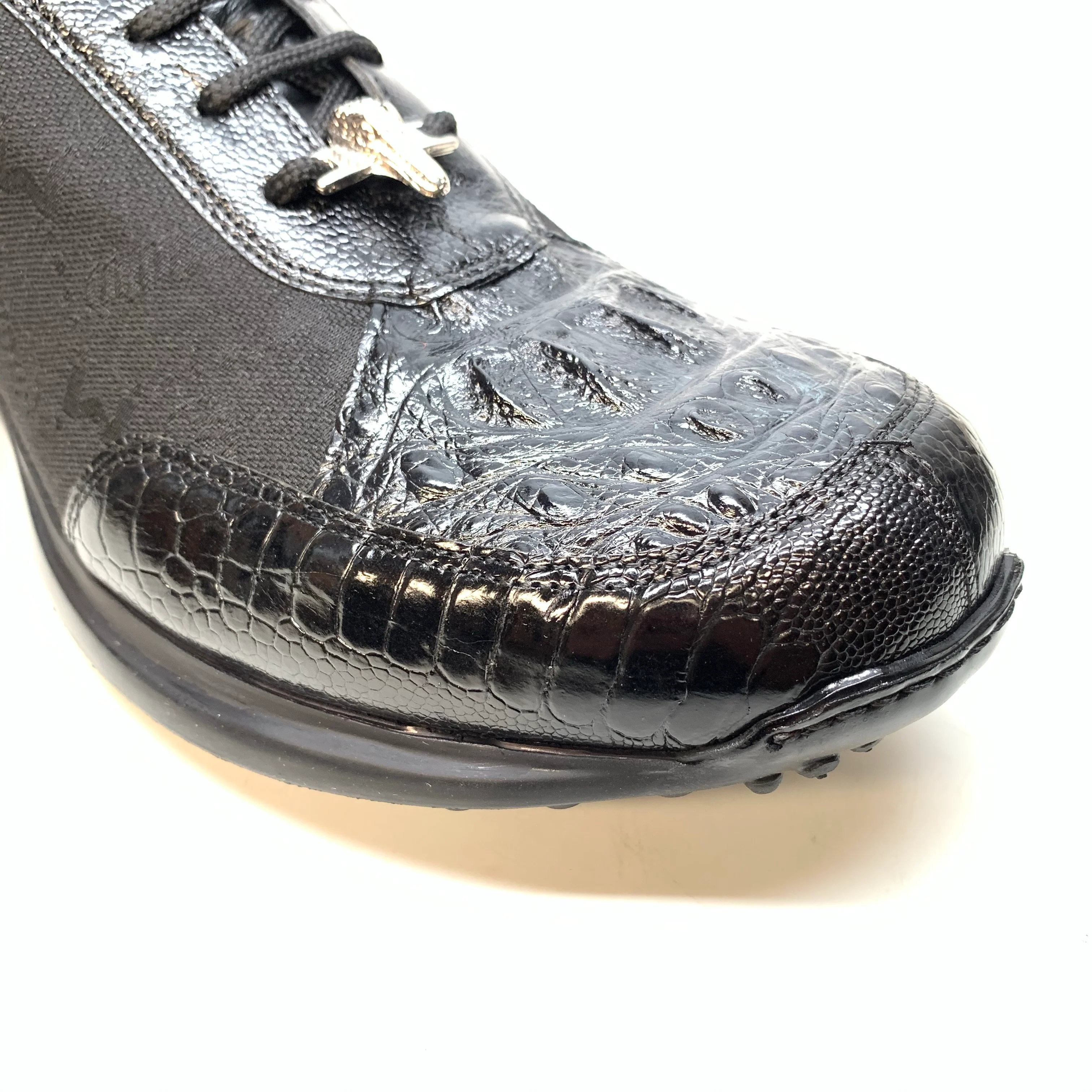 Mauri ‘8741/2’ Black Alligator/Ostrich Leg Sneakers - Image 3