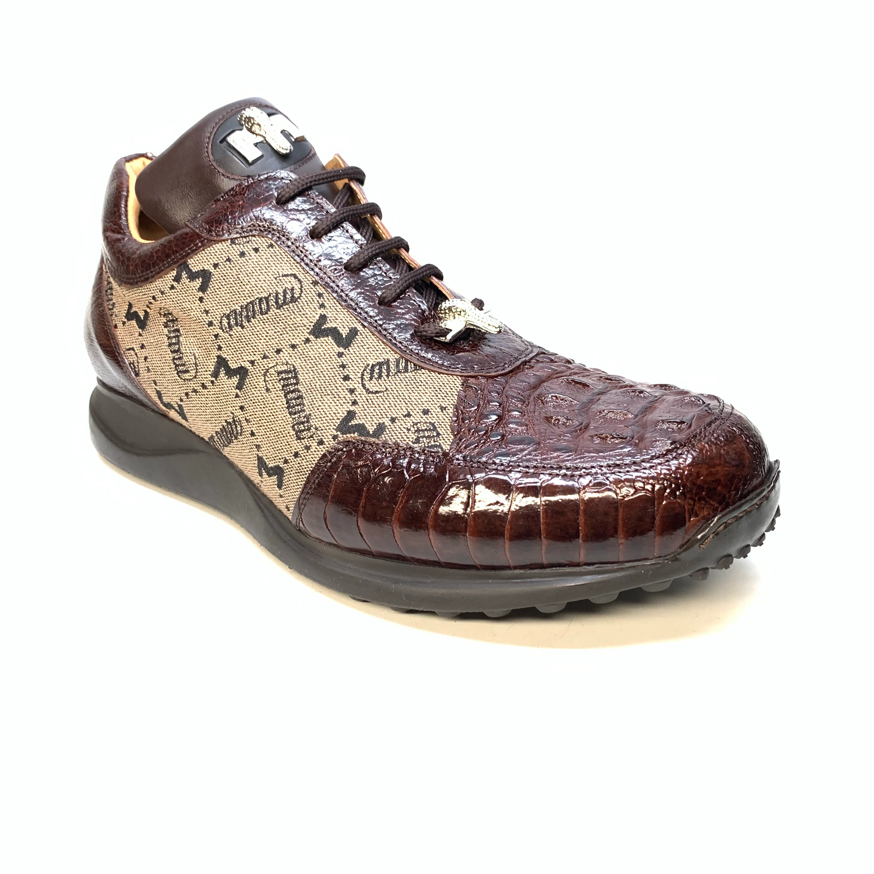 Mauri ‘8741/2’ Brown Alligator/Ostrich Leg Sneakers