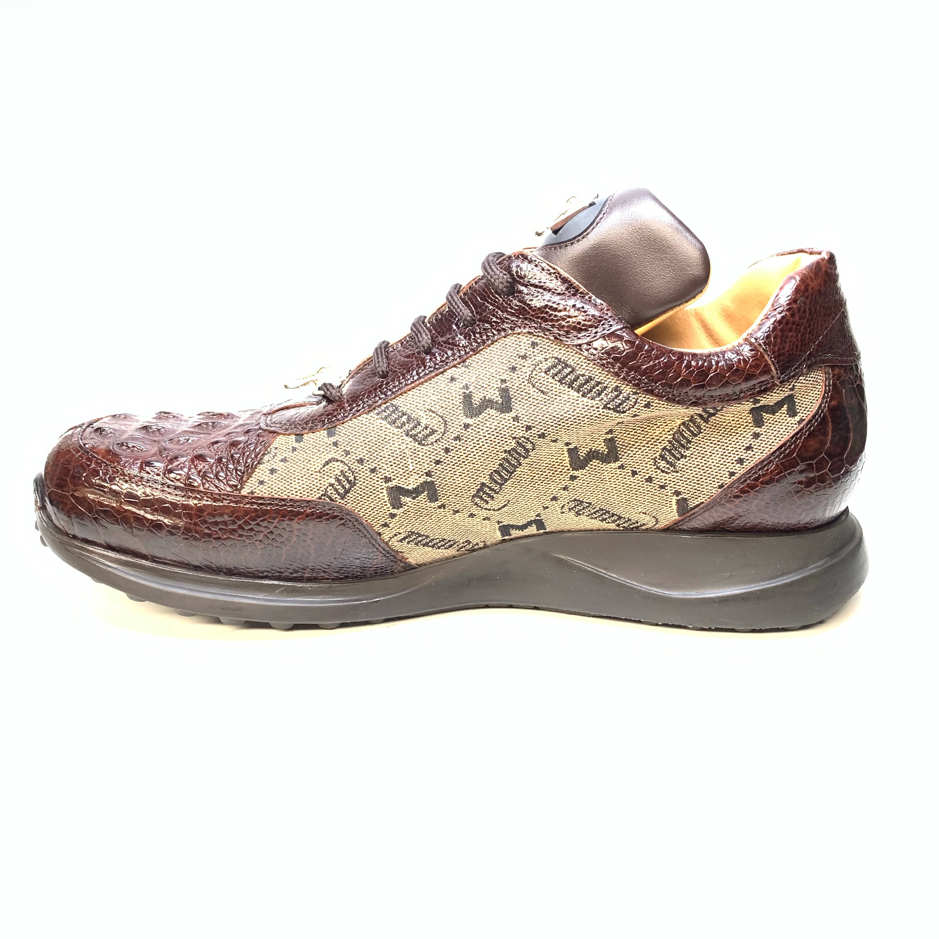 Mauri ‘8741/2’ Brown Alligator/Ostrich Leg Sneakers - Image 6