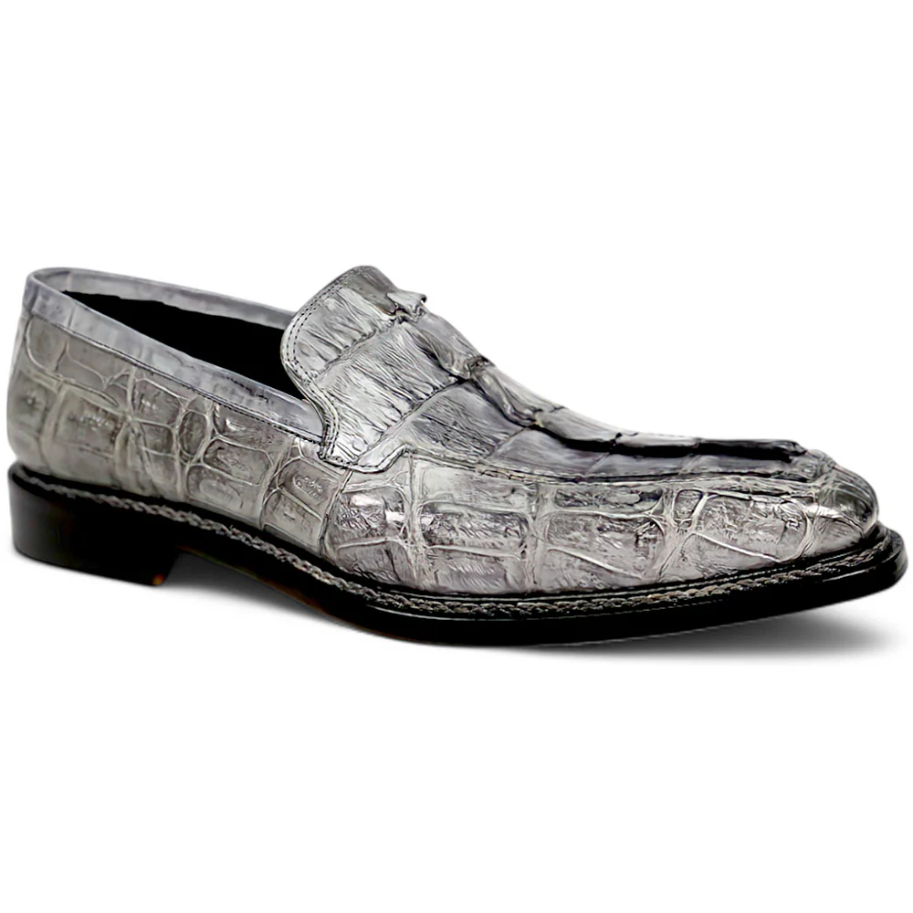 Mauri Orefici 4770/1 Gray Baby Crocodile/Hornback/Calfskin Loafers