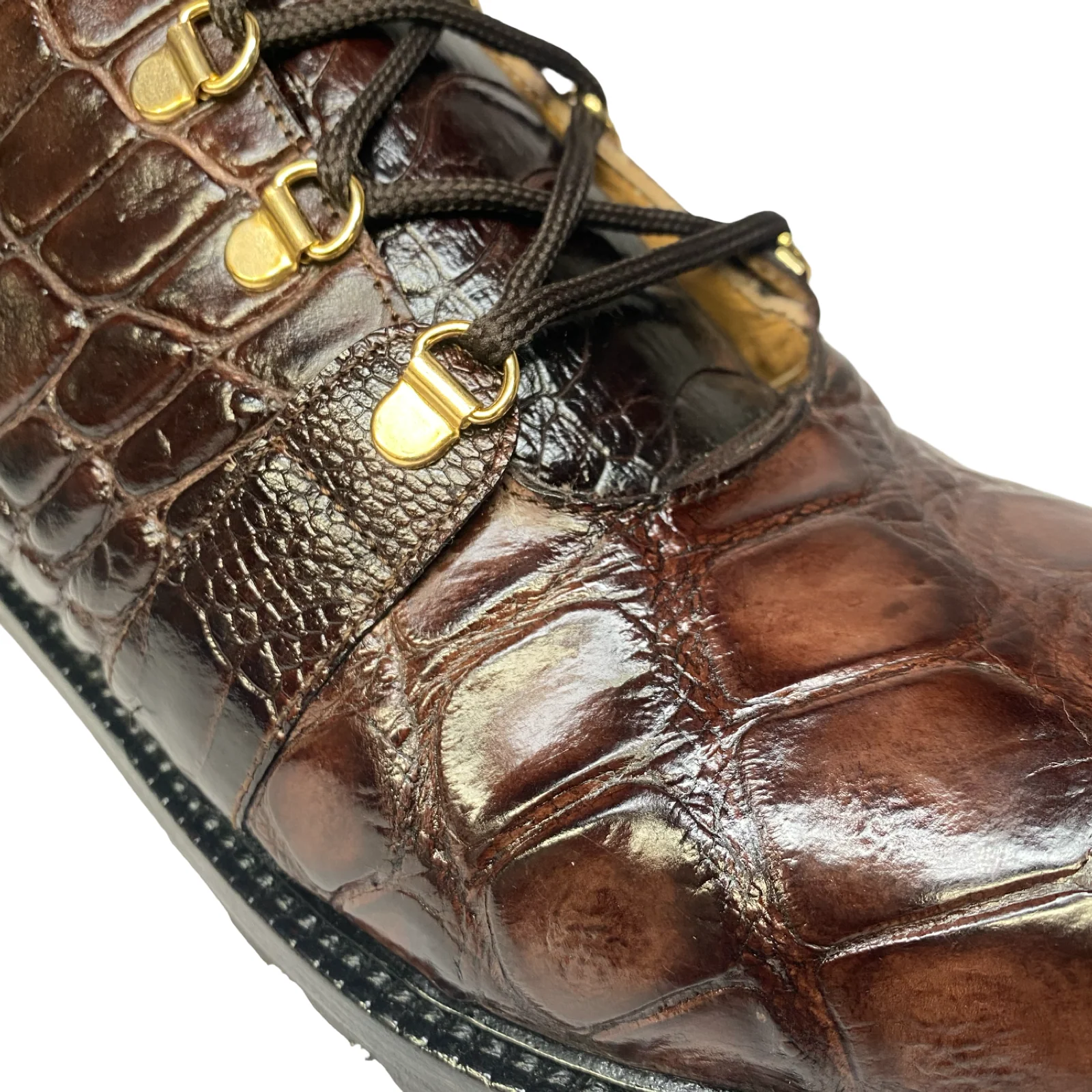 Mauri Pathfinder 4963/3 Men's Shoes Chocolate Brown Exotic Shearling / Alligator / Ostrich Leg Boots - Image 2