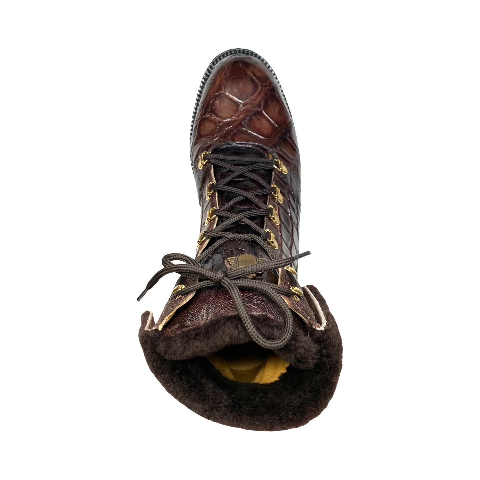 Mauri Pathfinder 4963/3 Men's Shoes Chocolate Brown Exotic Shearling / Alligator / Ostrich Leg Boots - Image 4