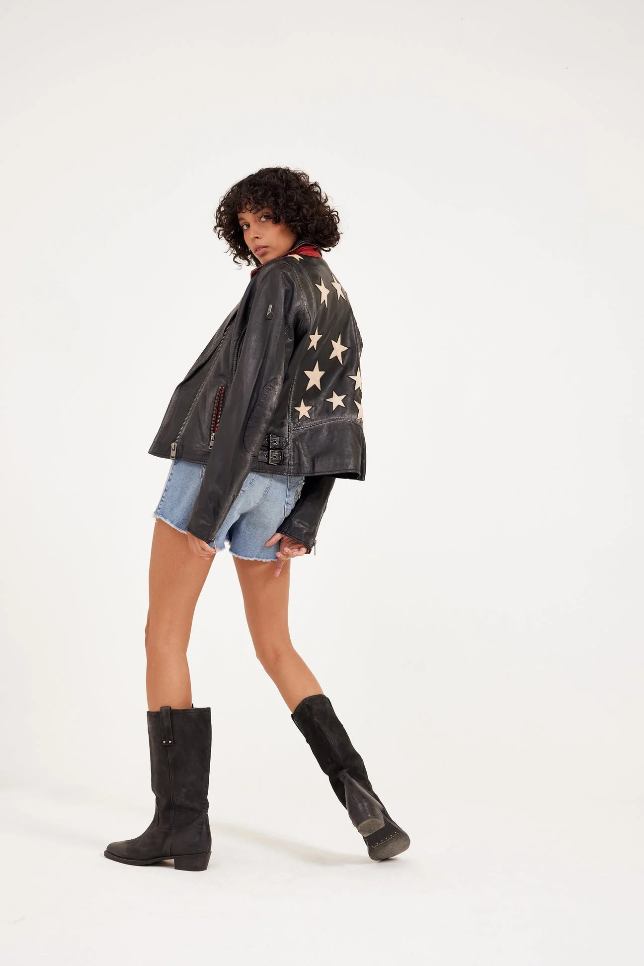 Mauritius Women's Christy RF Star Detail Leather Jacket, Vintage Black - Image 5