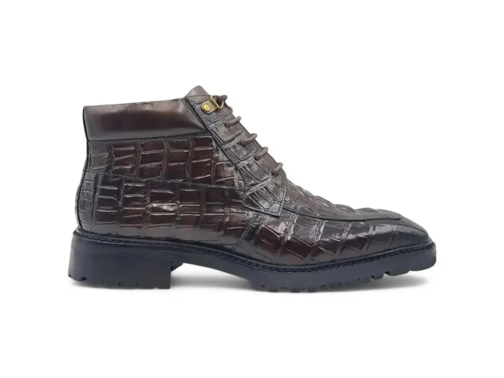 Men's Lace-up Boots Alligator Embossed - Image 4