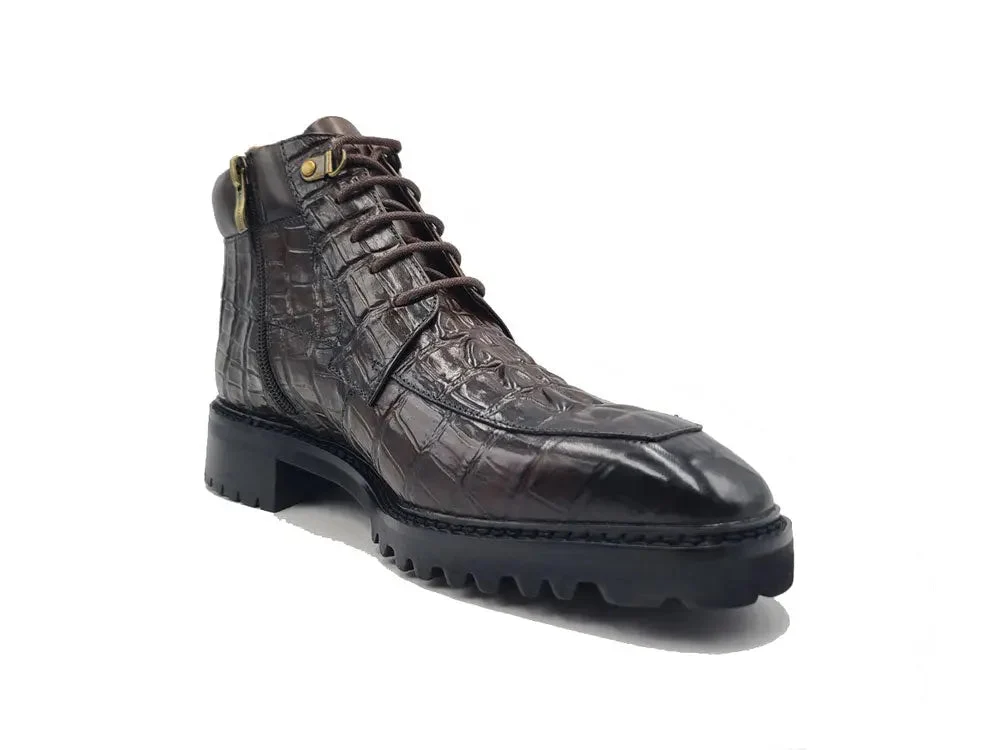Men's Lace-up Boots Alligator Embossed - Image 5