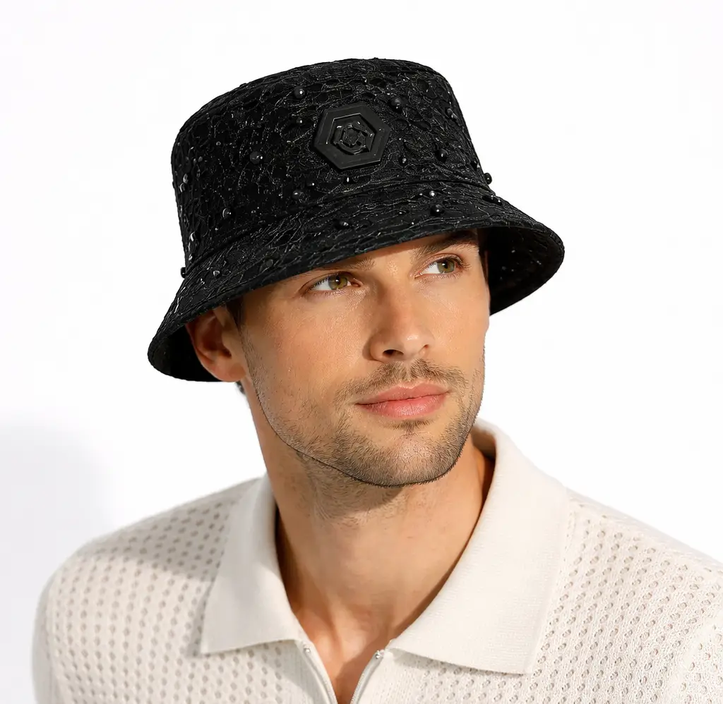 Midnight Serpent Rhinestone - Century Penthouse Hat BLACK - Image 2