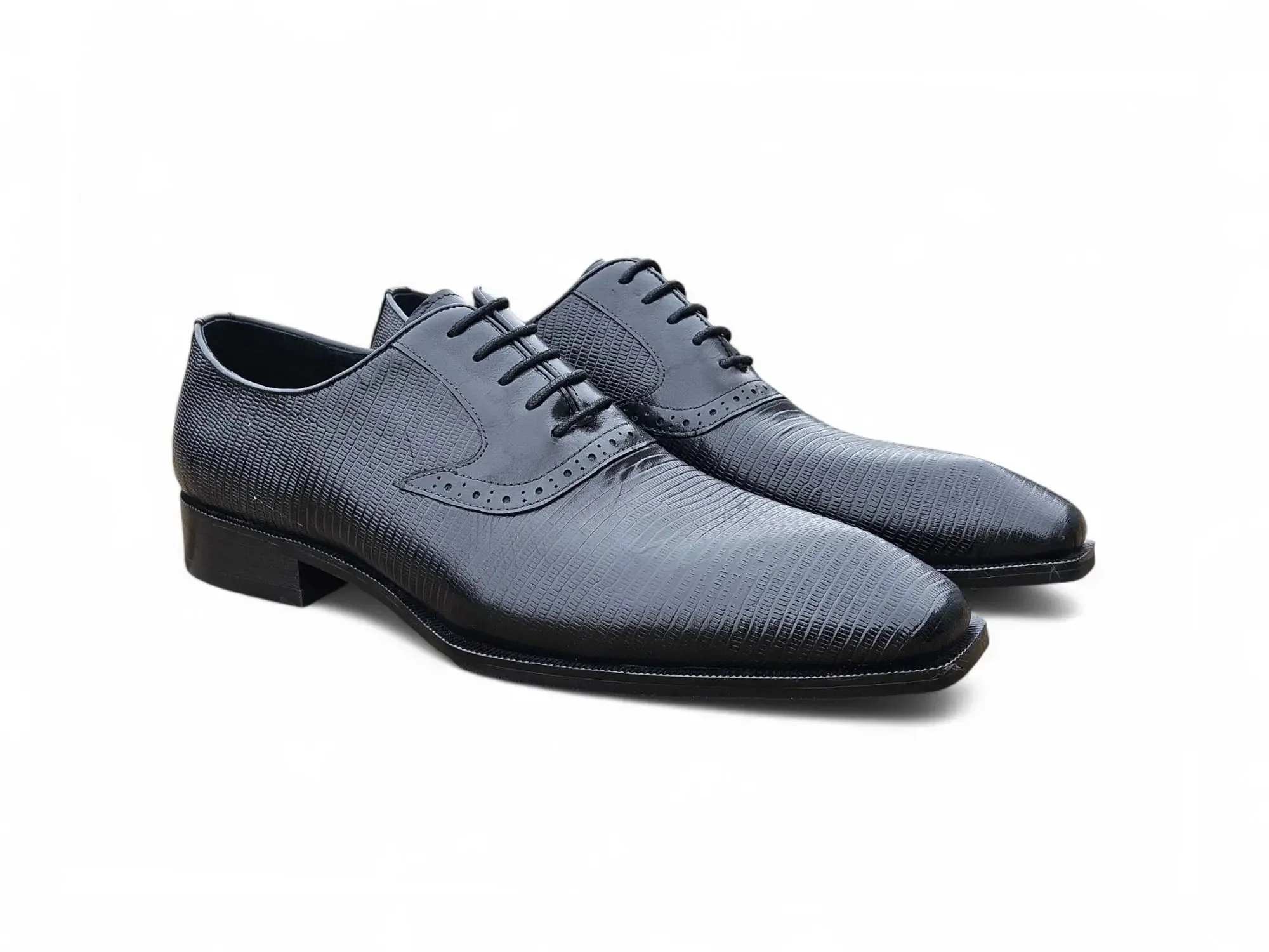 Milano Lizard Embossed Oxford Dress Shoes - Image 4