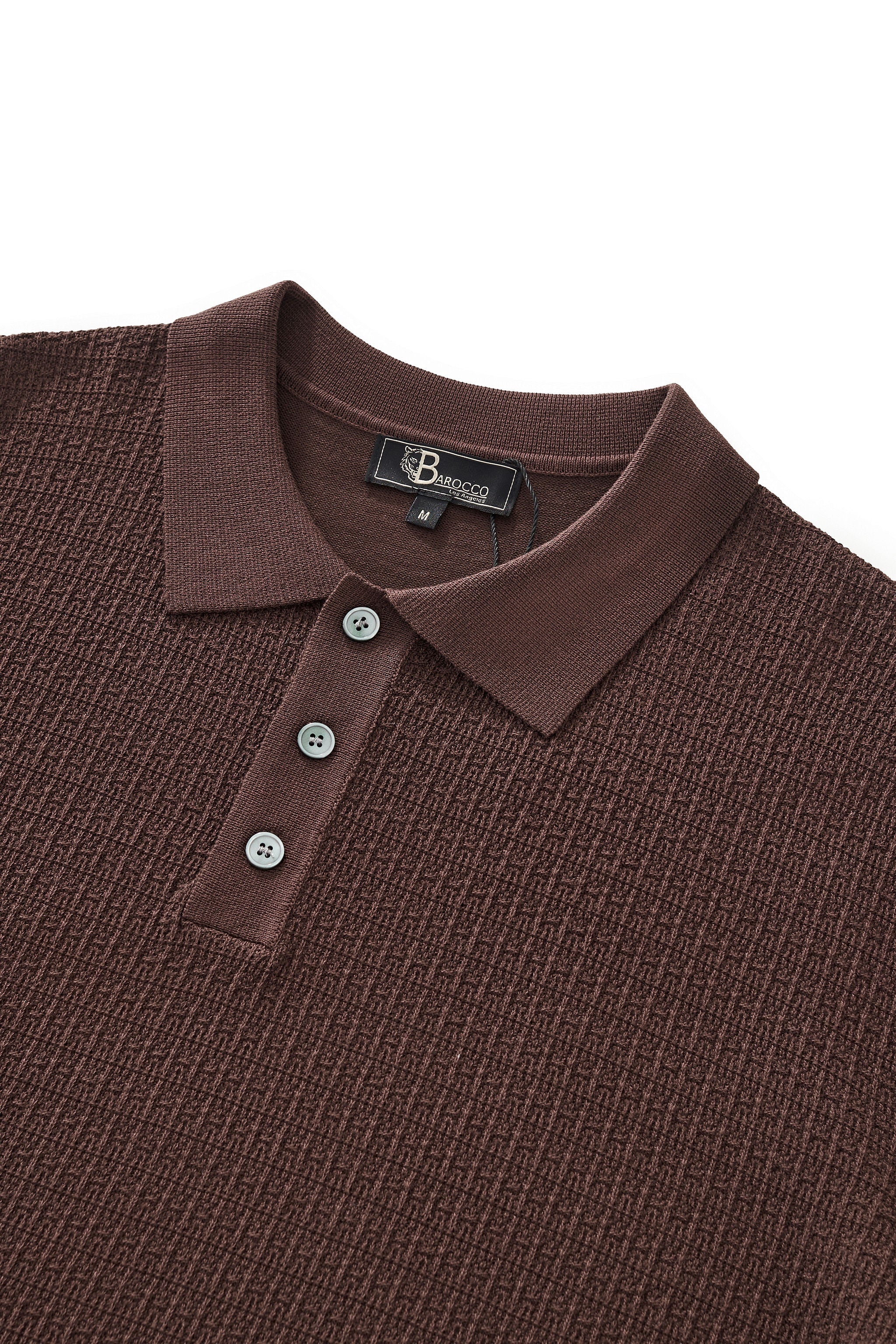 Milano Texture Knit Polo BROWN - Image 3