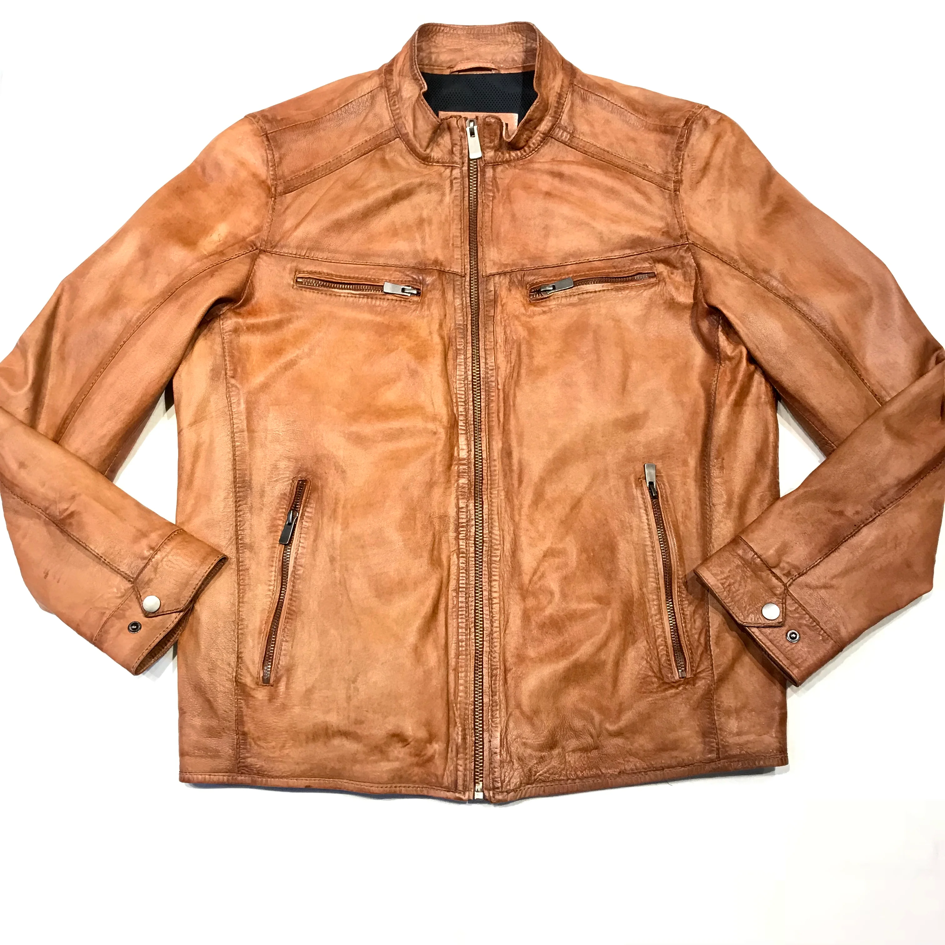 Missani Le Collezioni Cognac Lambskin Leather Jacket - Image 2