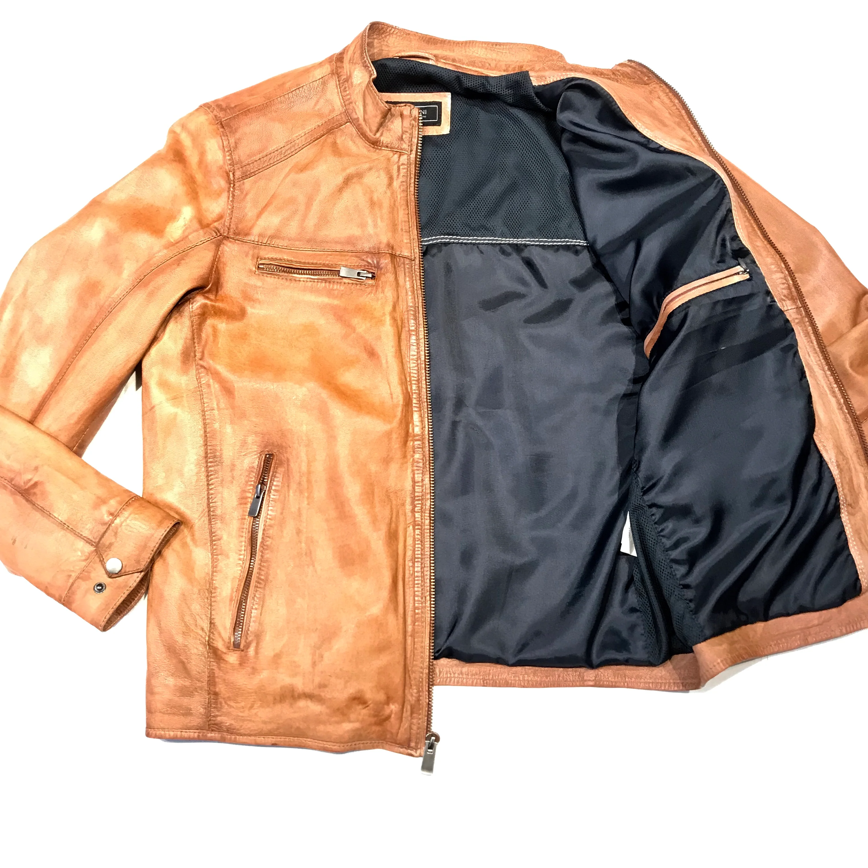 Missani Le Collezioni Cognac Lambskin Leather Jacket - Image 3