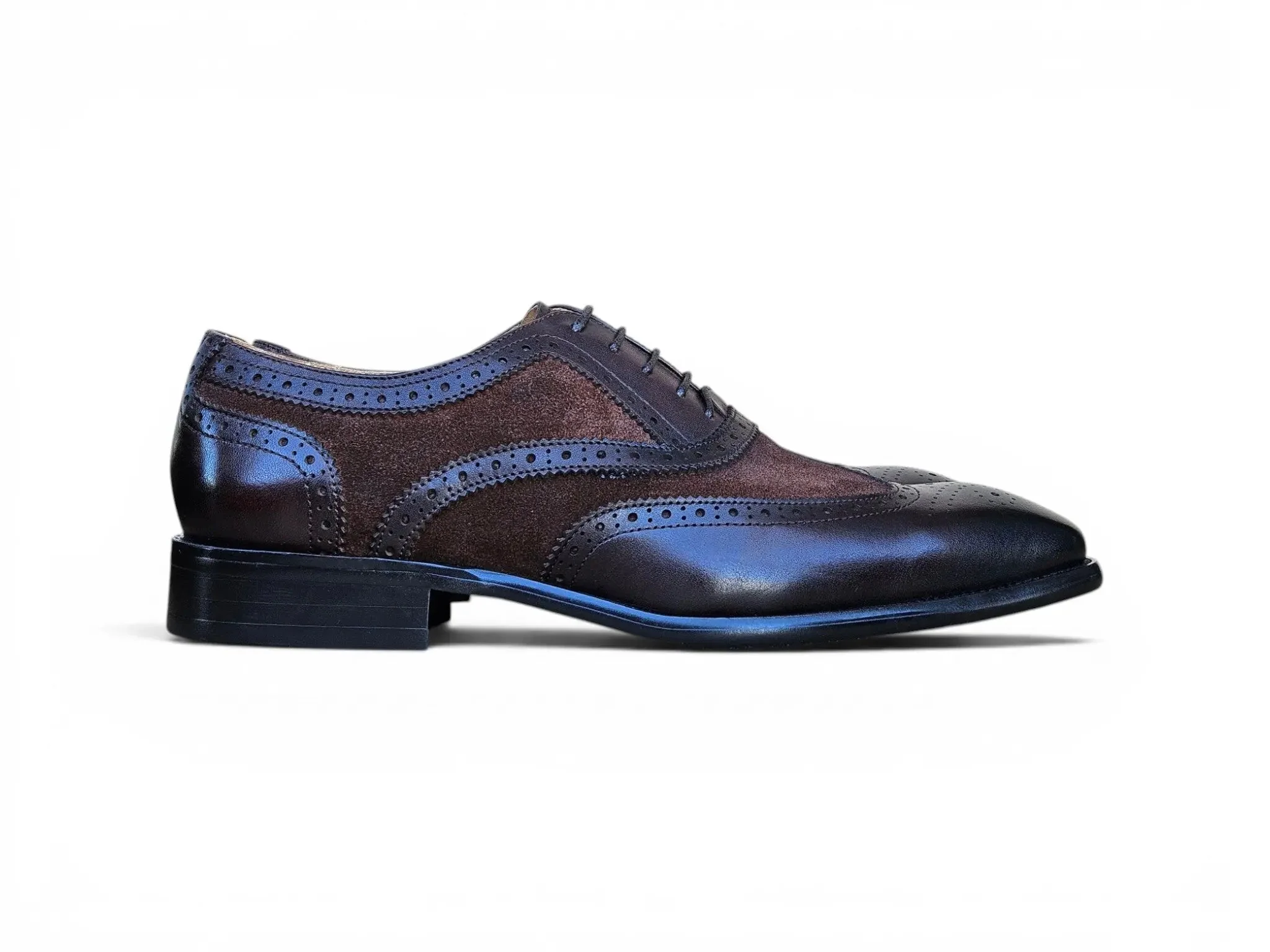 Mixed Media Burnished Wingtip Oxford - Image 25