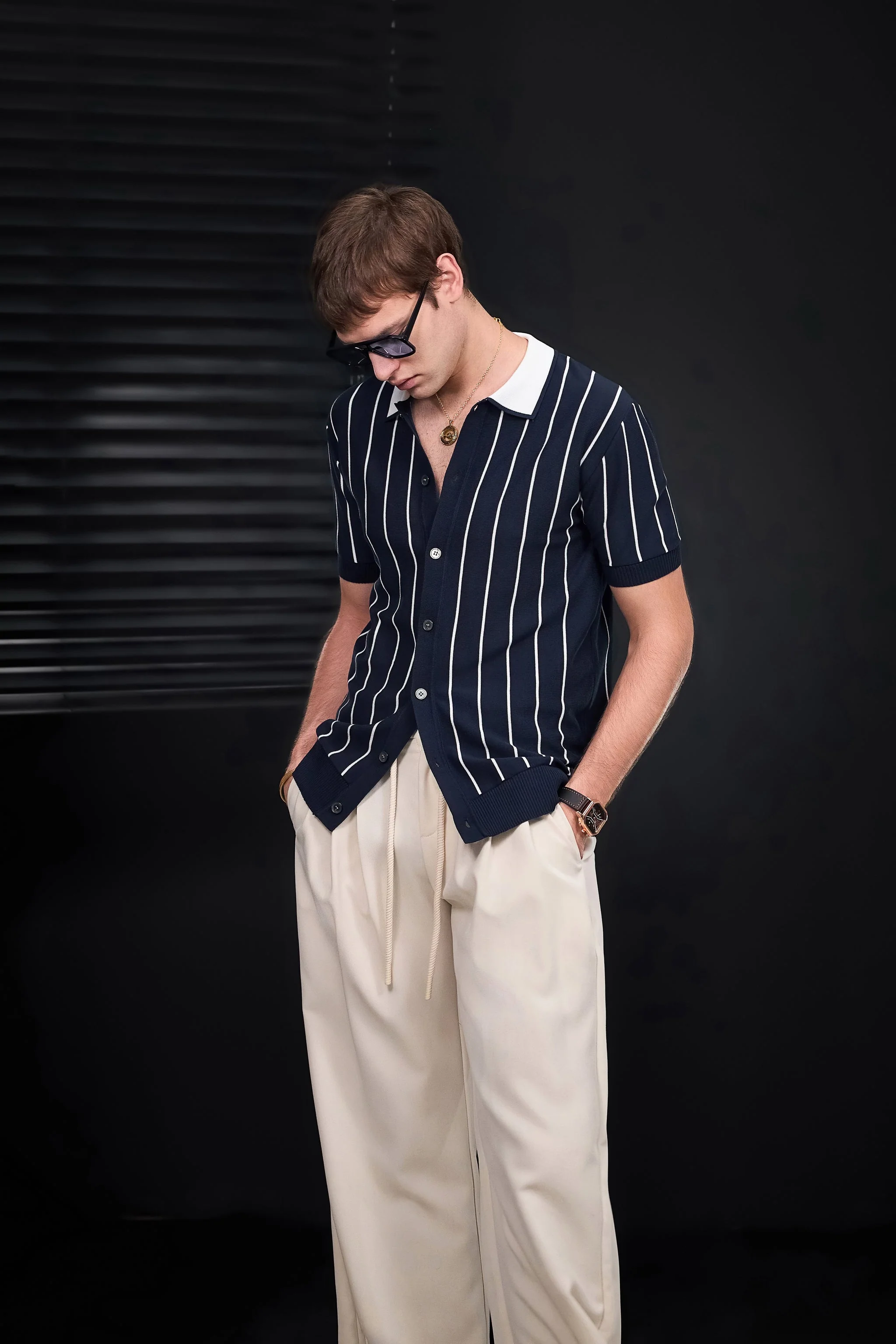 ModStripe Knit Shirt NAVY/WHITE - Image 2