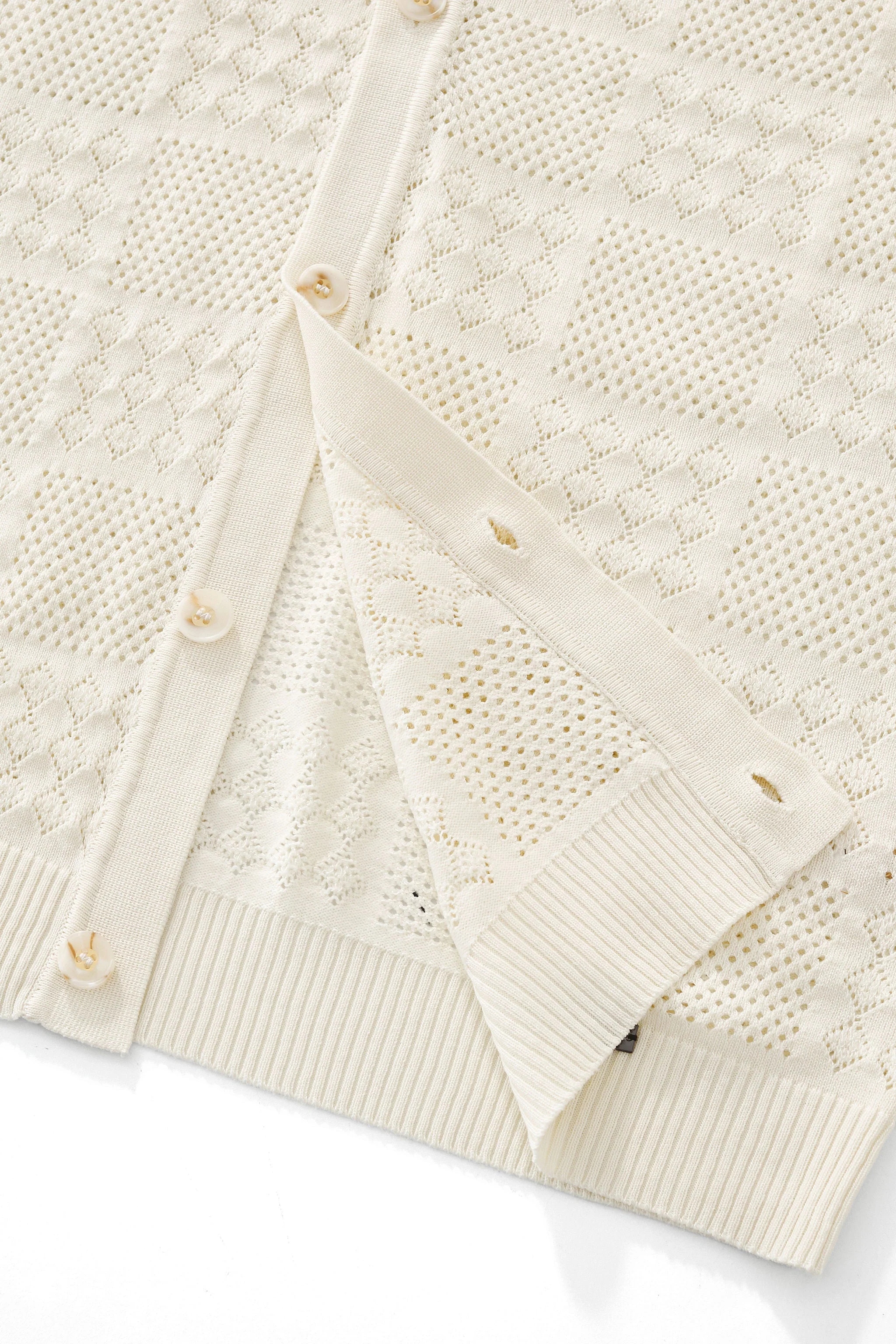 Monaco Mesh Knit SS Shirt IVORY - Image 8