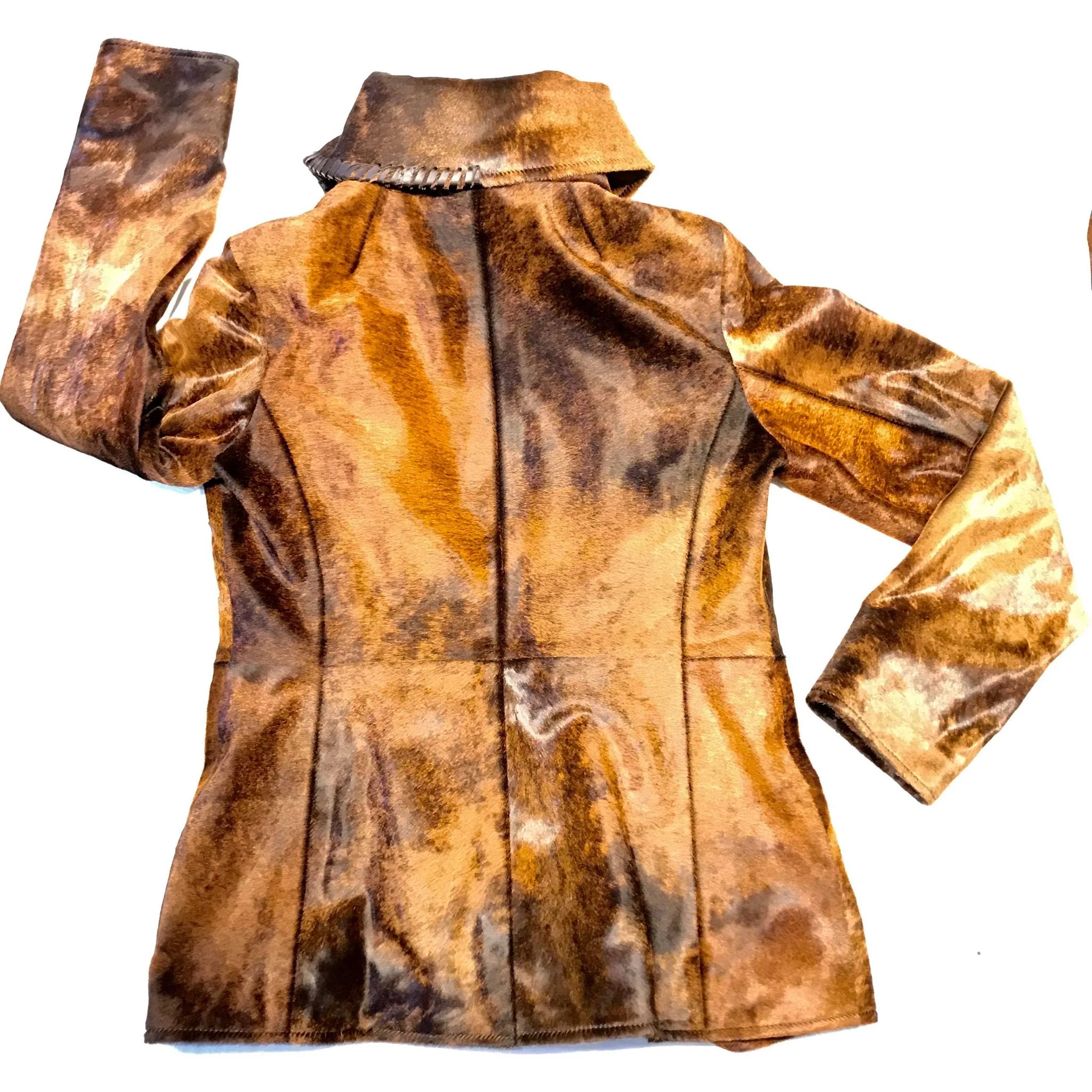 Kashani Natural Rust Couture Pony Asymmetrical Jacket - Image 8