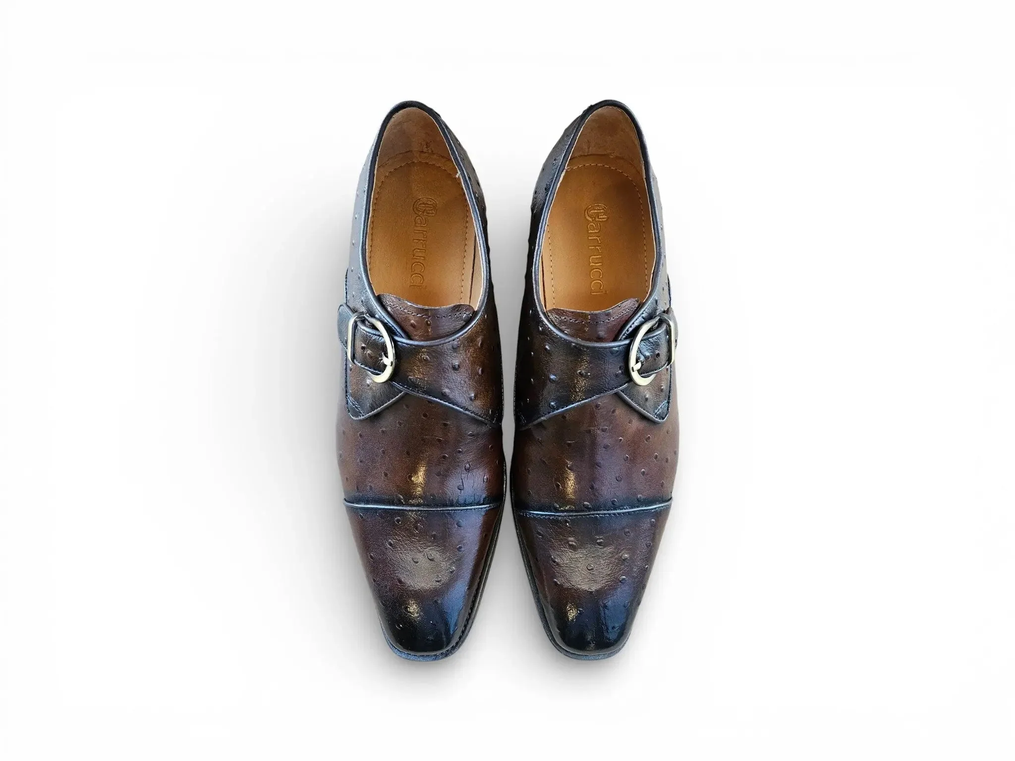 Ostrich Embossed Cap Toe Single Monk Strap - Image 5