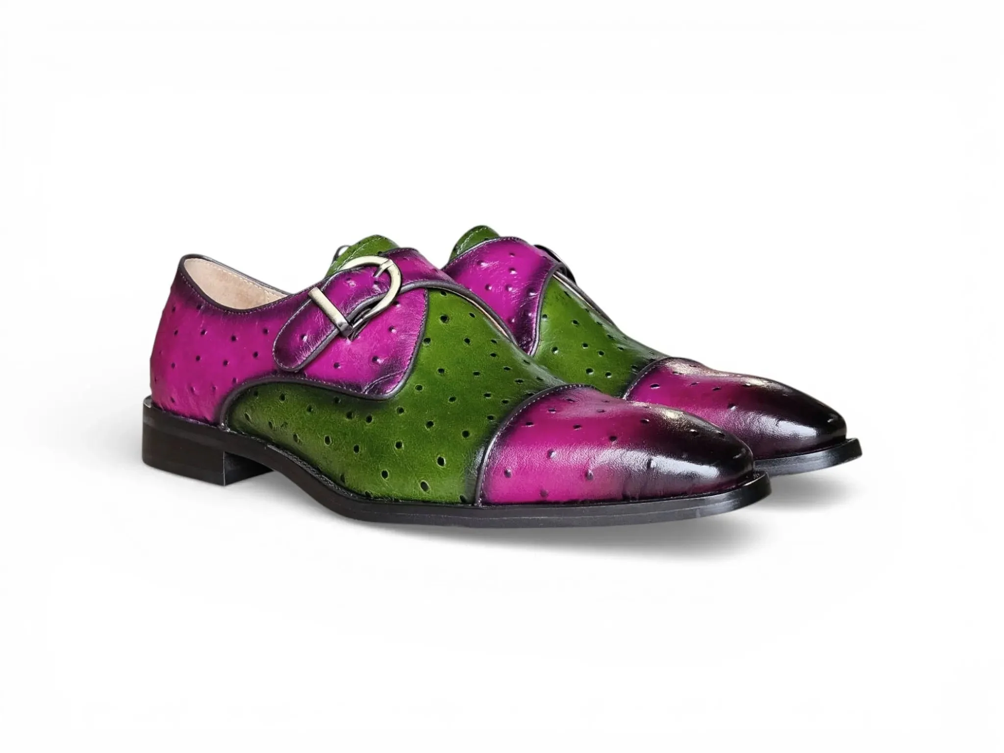 Ostrich Embossed Cap Toe Single Monk Strap - Image 6