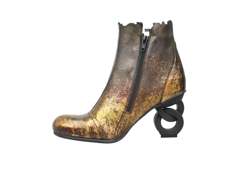 Papucei Women's Copper Leather Ankle Boots - Image 3