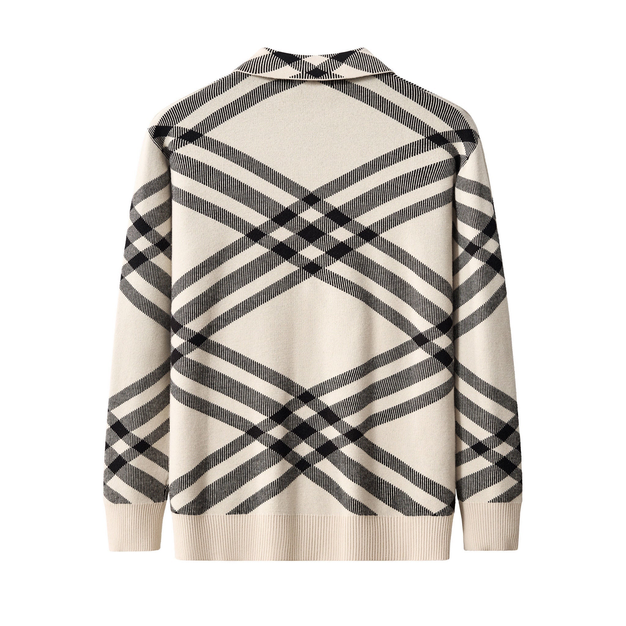 Paramount Lattice Knit Polo LS IVORY - Image 4
