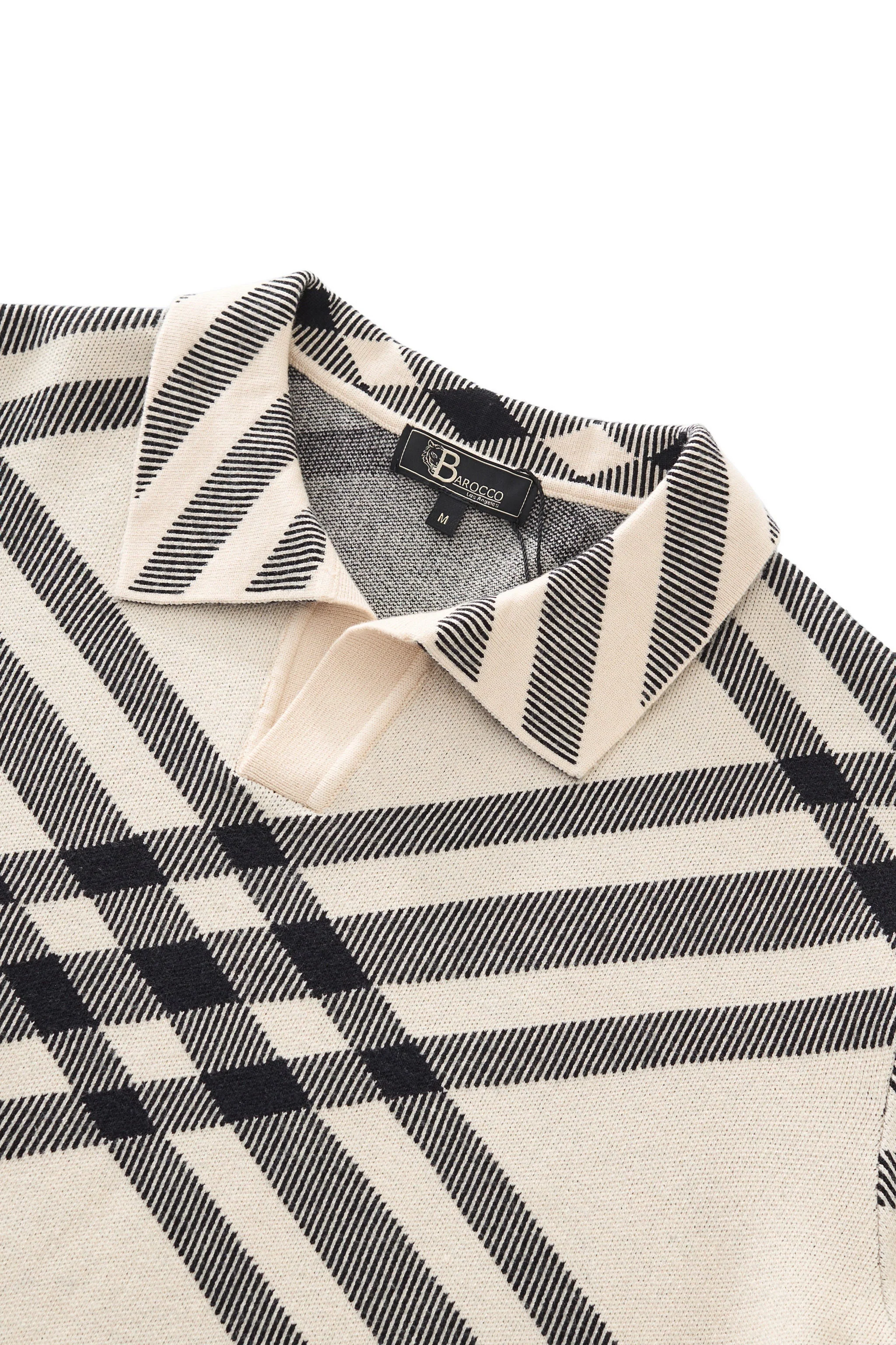 Paramount Lattice Knit Polo LS IVORY - Image 5