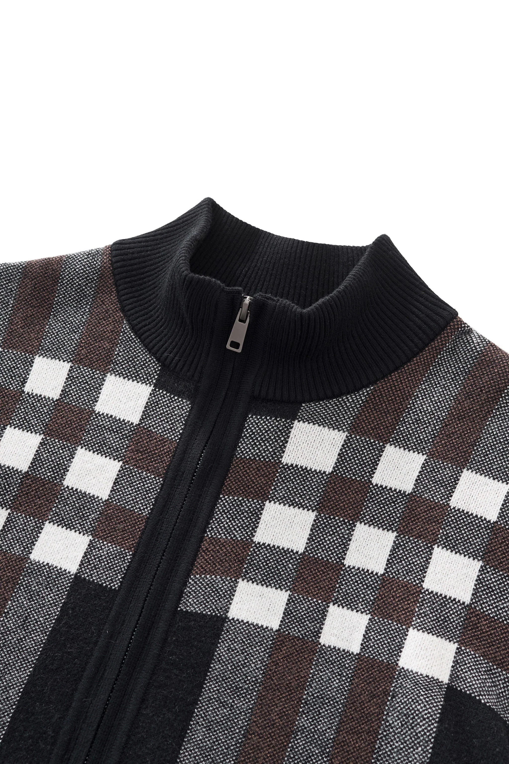Paramount Plaid Knit Zip LS BLACK - Image 5