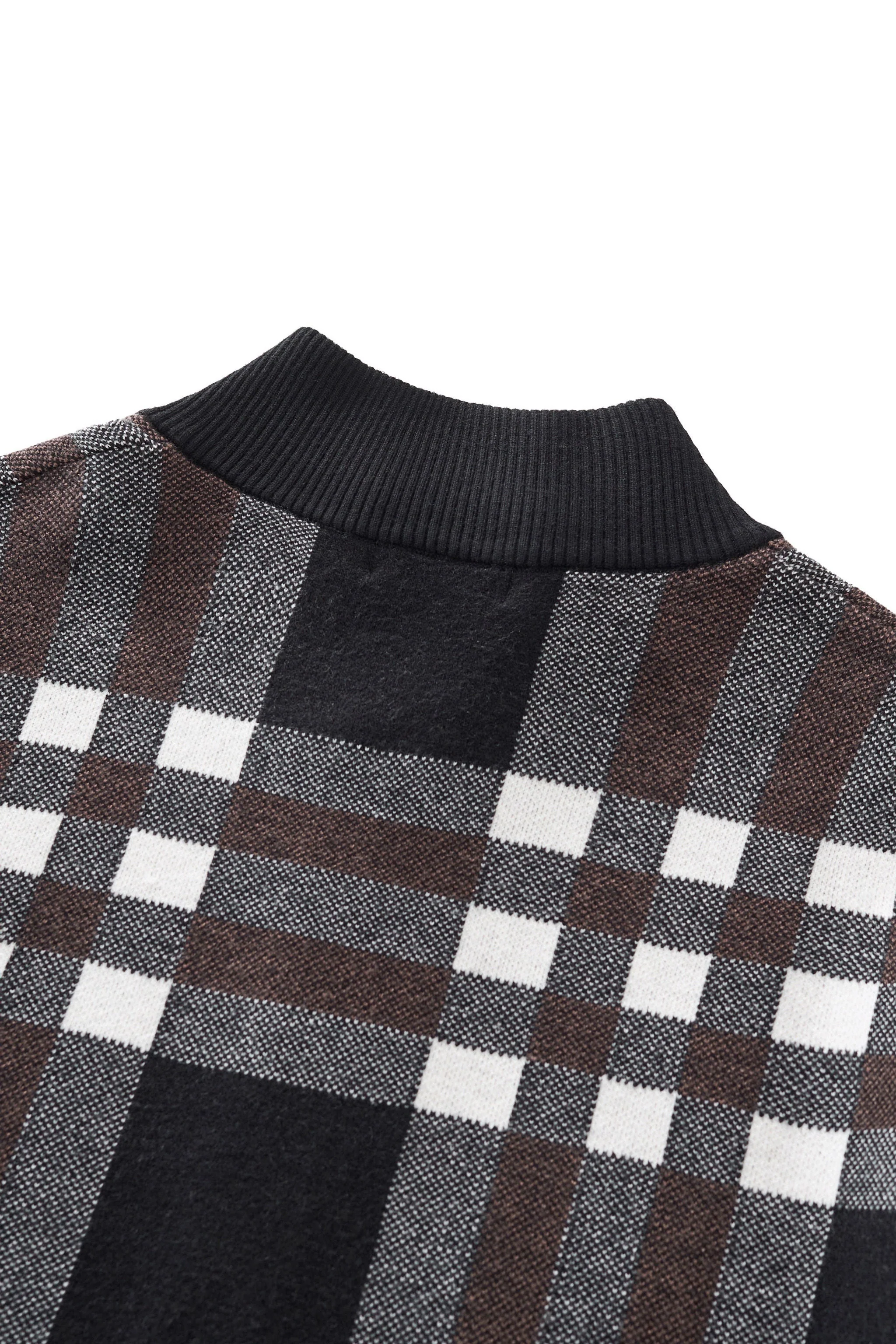 Paramount Plaid Knit Zip LS BLACK - Image 6
