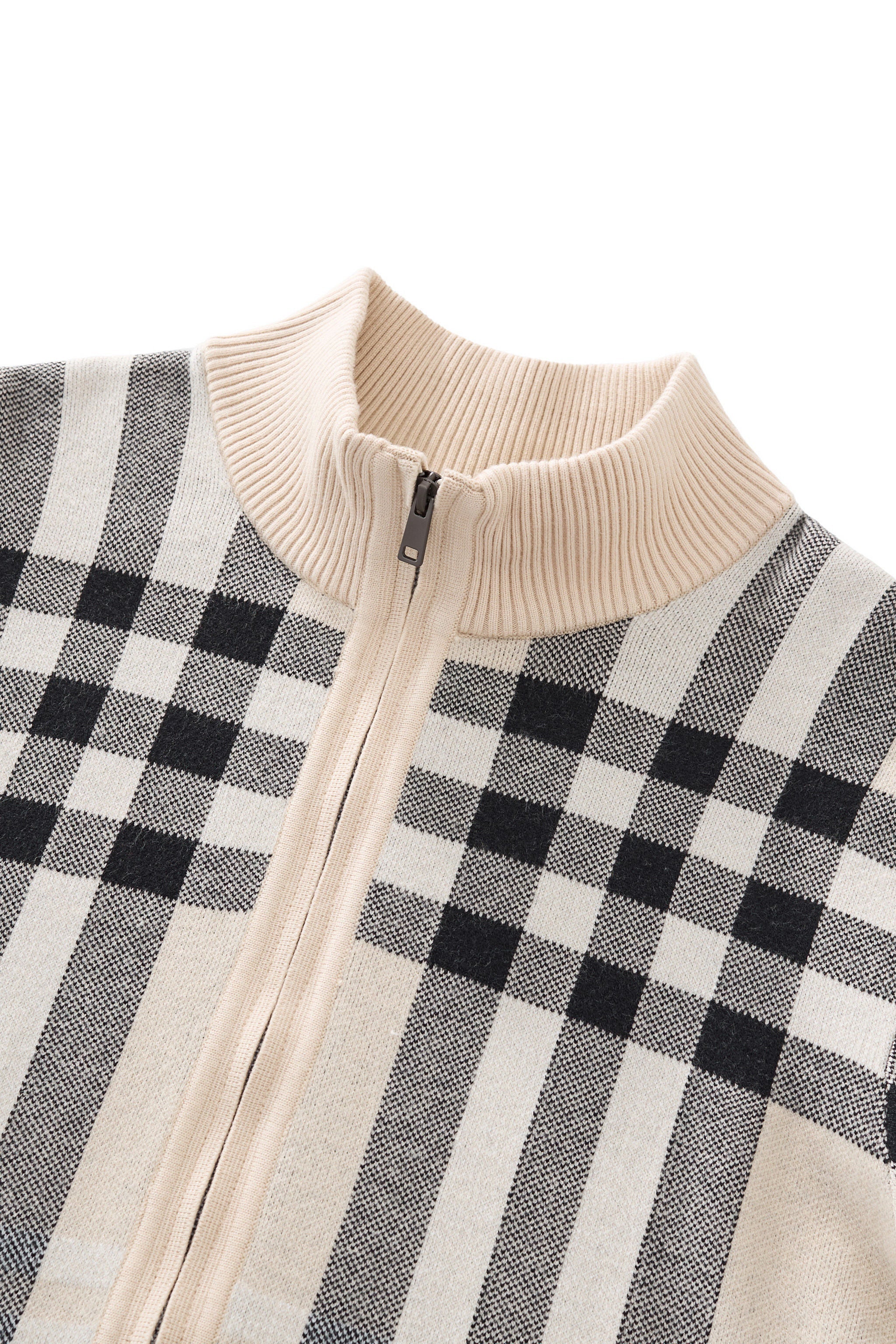Paramount Plaid Knit Zip LS IVORY - Image 4