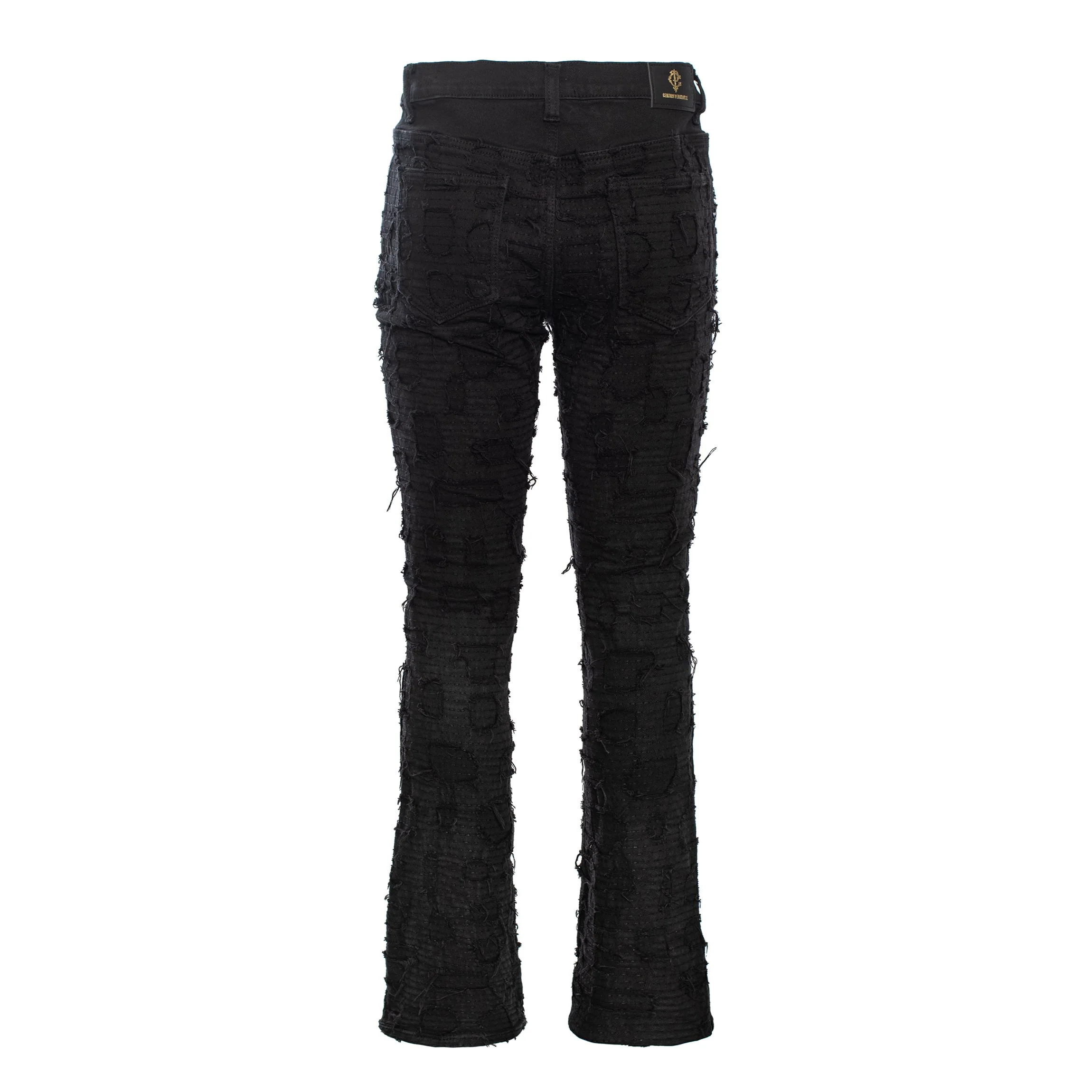 Patchwork Distressed Denim Jacket + Jeans SET - BLACK - Image 5