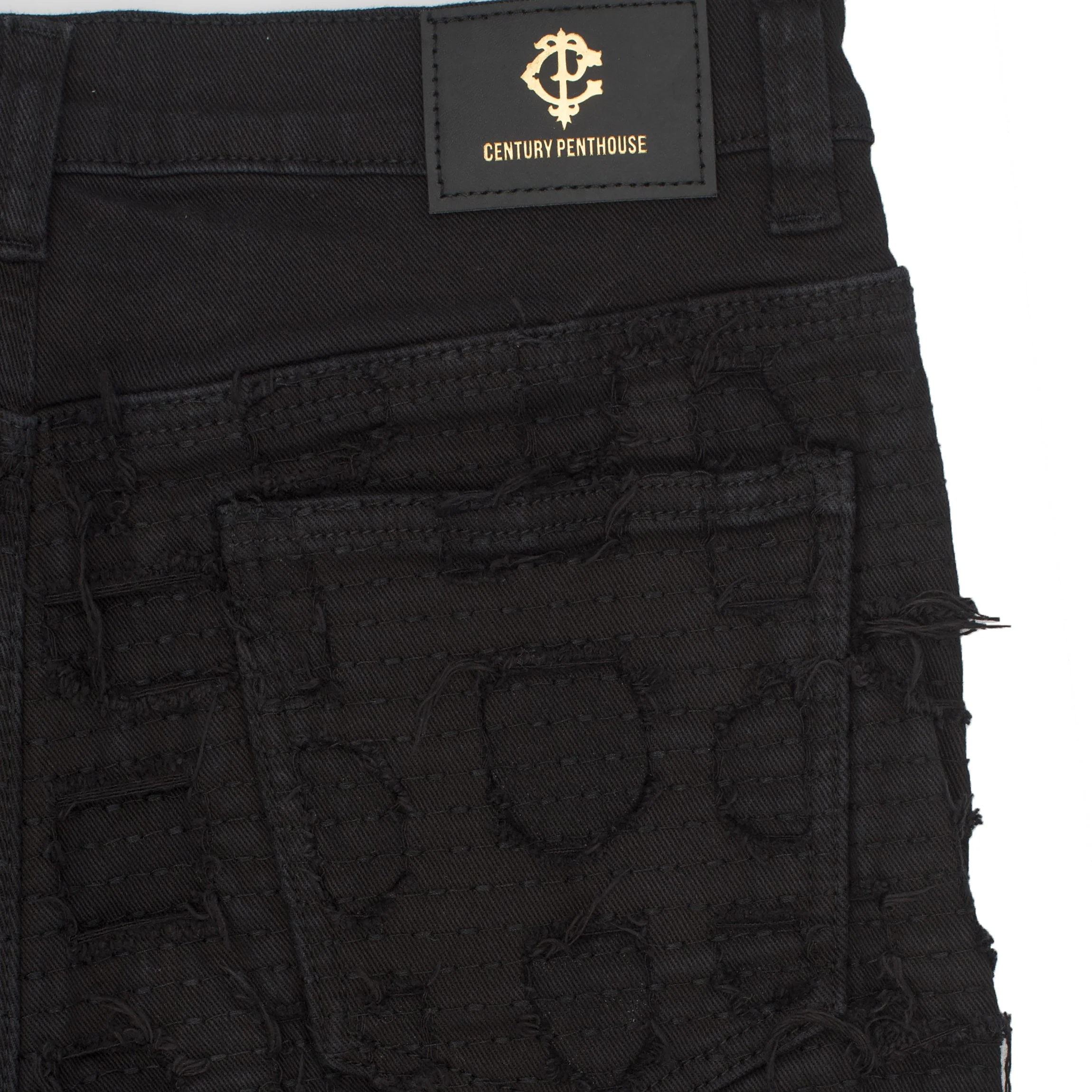 Patchwork Distressed Denim Jacket + Jeans SET - BLACK - Image 7