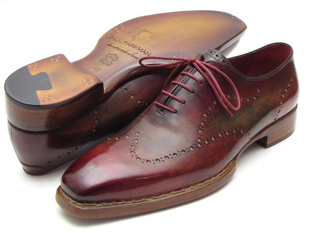 Paul Parkman Bordeaux & Camel Wingtip Oxford Good Year Welted - Image 2