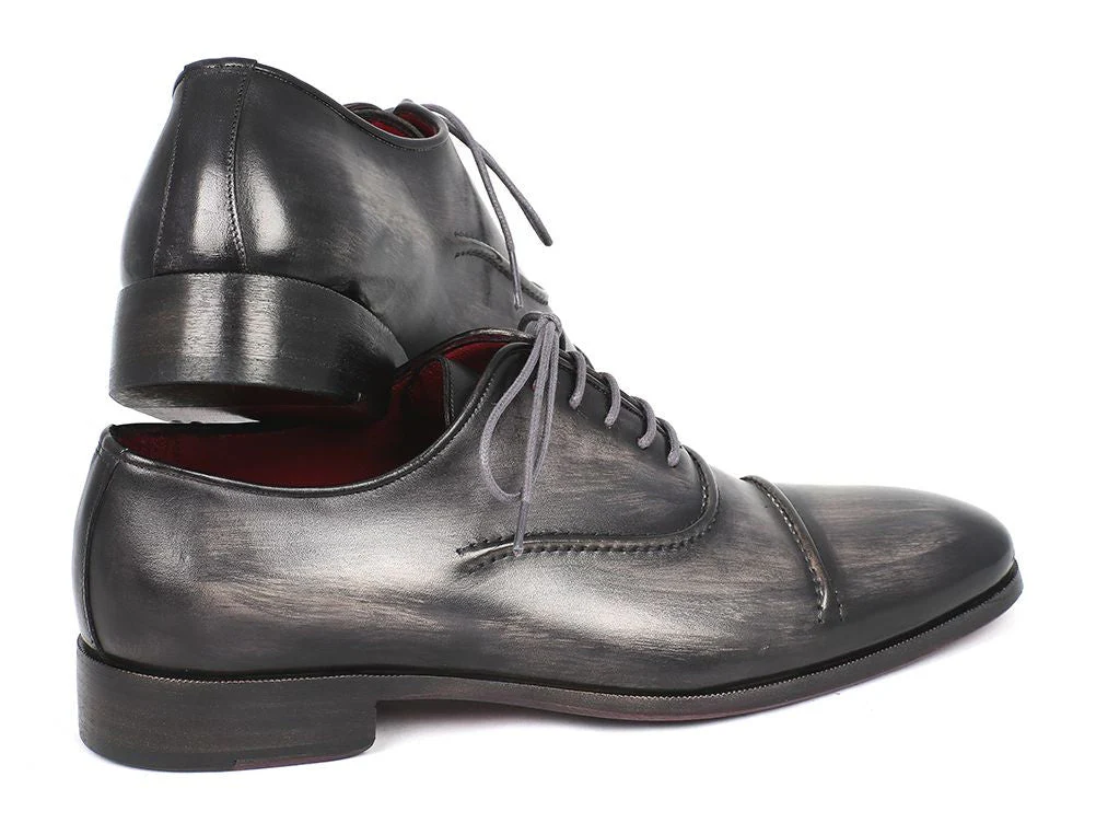 Paul Parkman Captoe Oxfords Gray & Black Hand Painted Shoes - Image 2