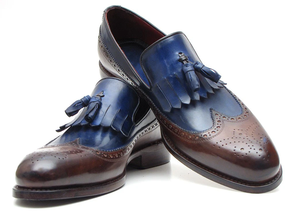 Paul Parkman Dark Brown & Navy KilTie Tassel Loafer - Image 2
