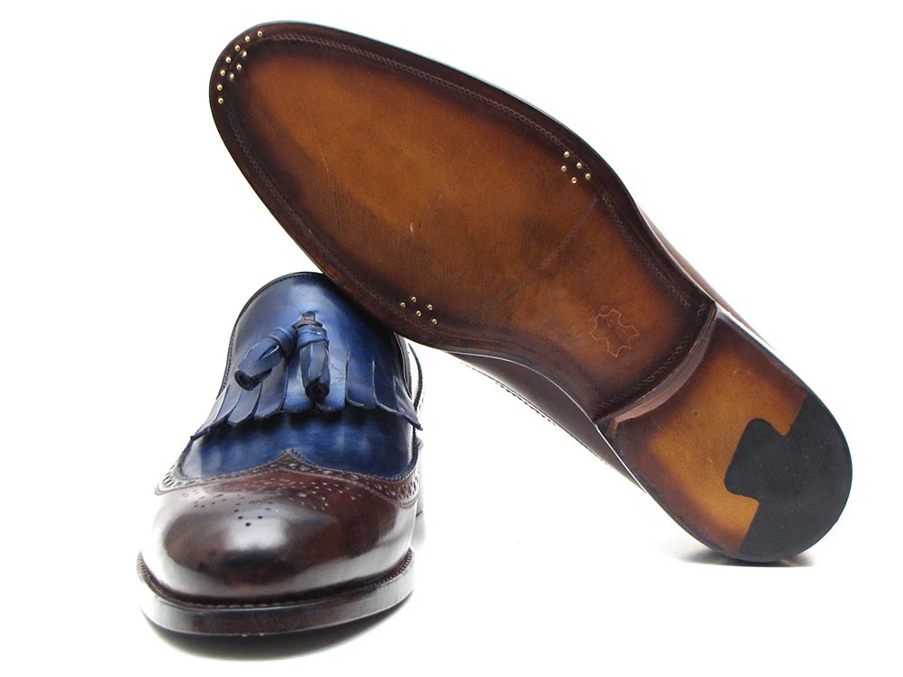 Paul Parkman Dark Brown & Navy KilTie Tassel Loafer - Image 3