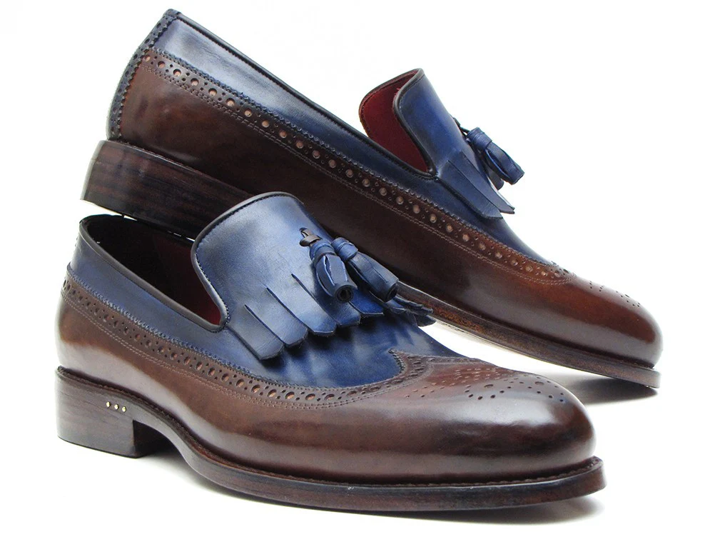 Paul Parkman Dark Brown & Navy KilTie Tassel Loafer - Image 5