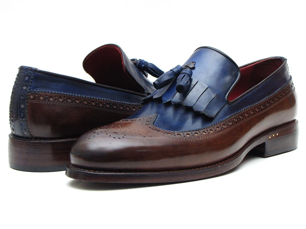 Paul Parkman Dark Brown & Navy KilTie Tassel Loafer - Image 6