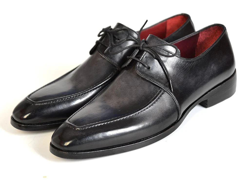 Paul Parkman Gray/Black Apron Derby Shoes - Image 5