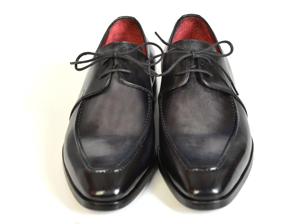 Paul Parkman Gray/Black Apron Derby Shoes - Image 6