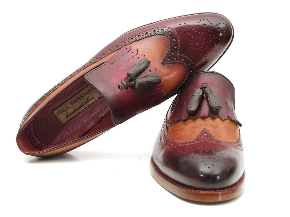 Paul Parkman Kiltie Tassel Loafer Tobacco & Bordeaux - Image 3