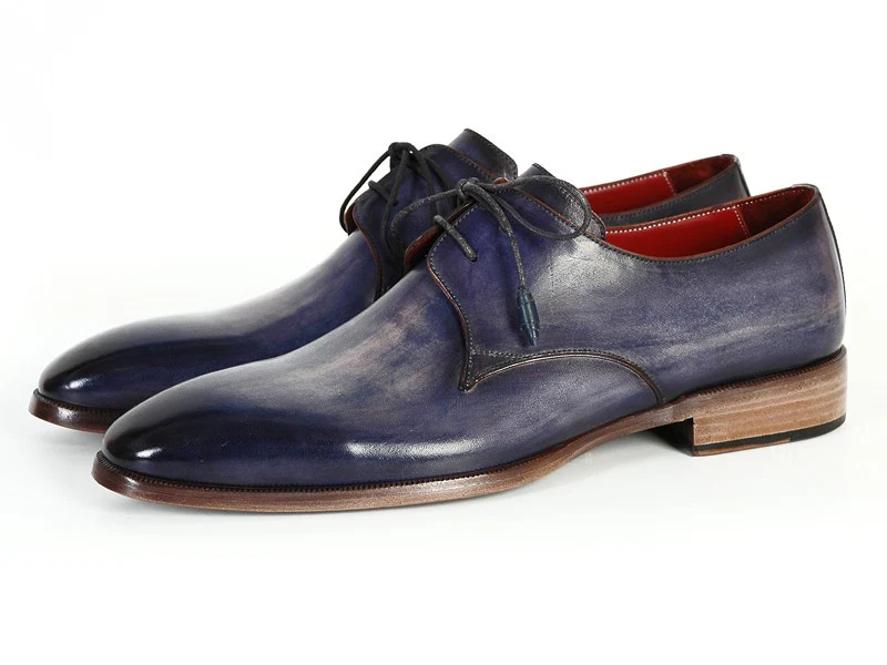 Paul Parkman Men's Blue & Navy Hand-Painted Derby Shoes - Image 4