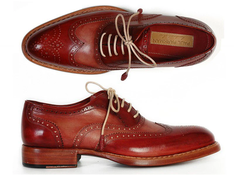 Paul Parkman Men's Bordeaux & Camel Wingtip Oxfords