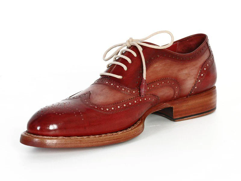 Paul Parkman Men's Bordeaux & Camel Wingtip Oxfords - Image 10