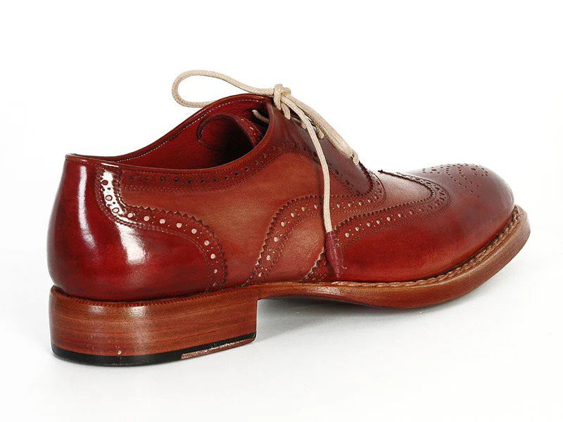 Paul Parkman Men's Bordeaux & Camel Wingtip Oxfords - Image 6