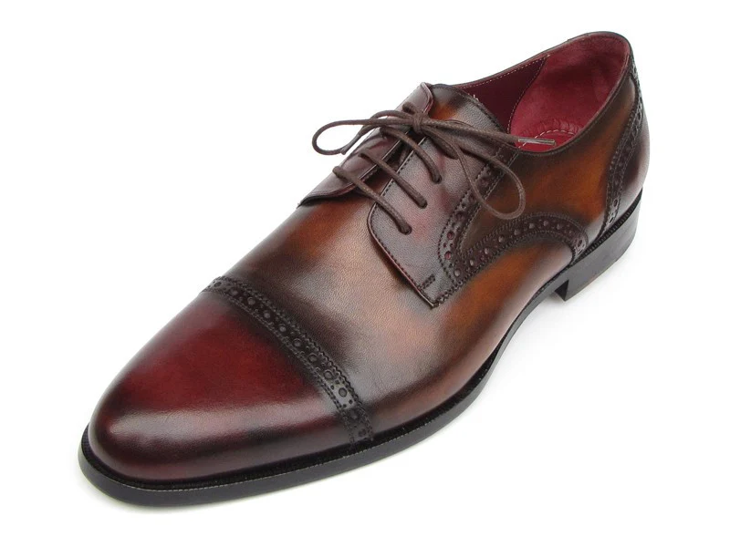 Paul Parkman Men's Bordeaux / Tobacco Derby Shoes Leather Upper And Leather Sole - Image 3
