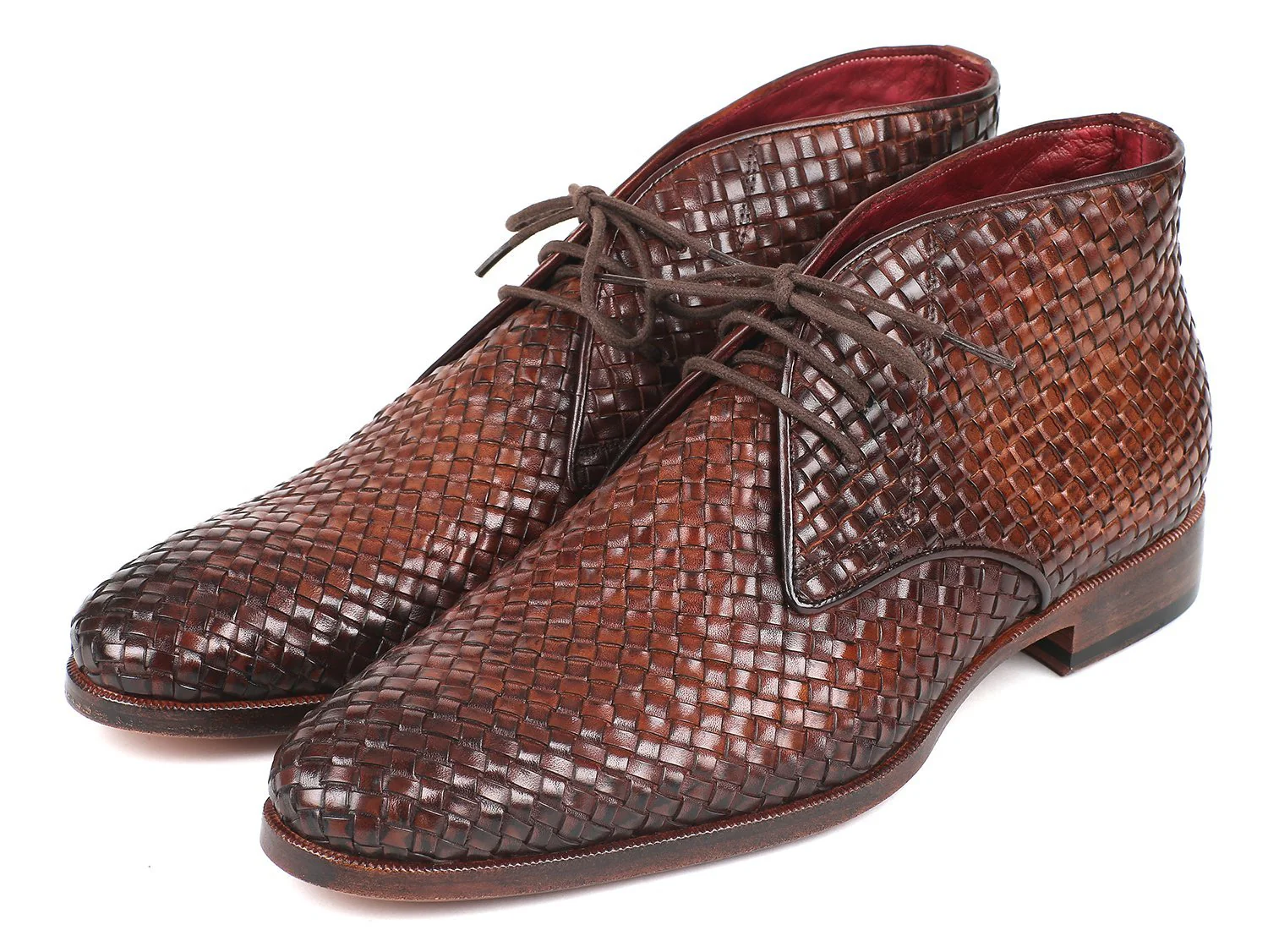 Paul Parkman Men's Brown Woven Leather Chukka Boots - Image 3