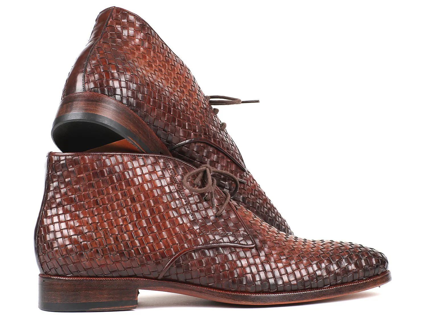 Paul Parkman Men's Brown Woven Leather Chukka Boots - Image 4