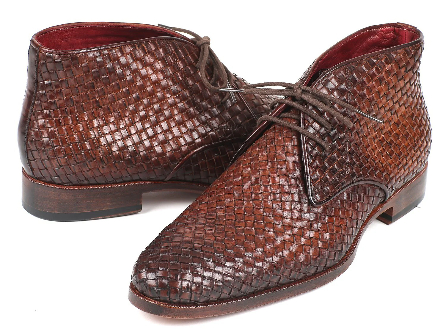 Paul Parkman Men's Brown Woven Leather Chukka Boots - Image 5