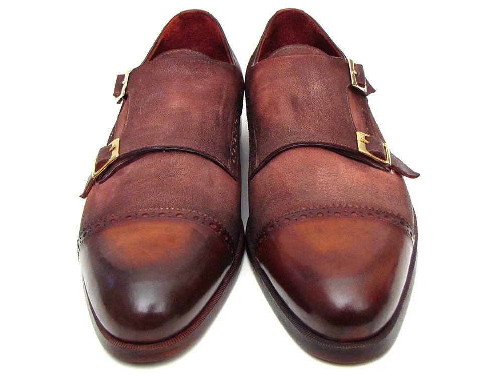 Paul Parkman Men's Captoe Double Monkstrap Antique Brown Suede - Image 4