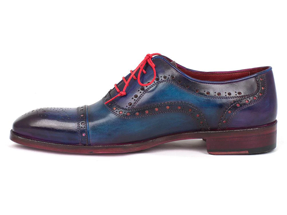 Paul Parkman Men's Captoe Oxfords Blue & Parliament - Image 5