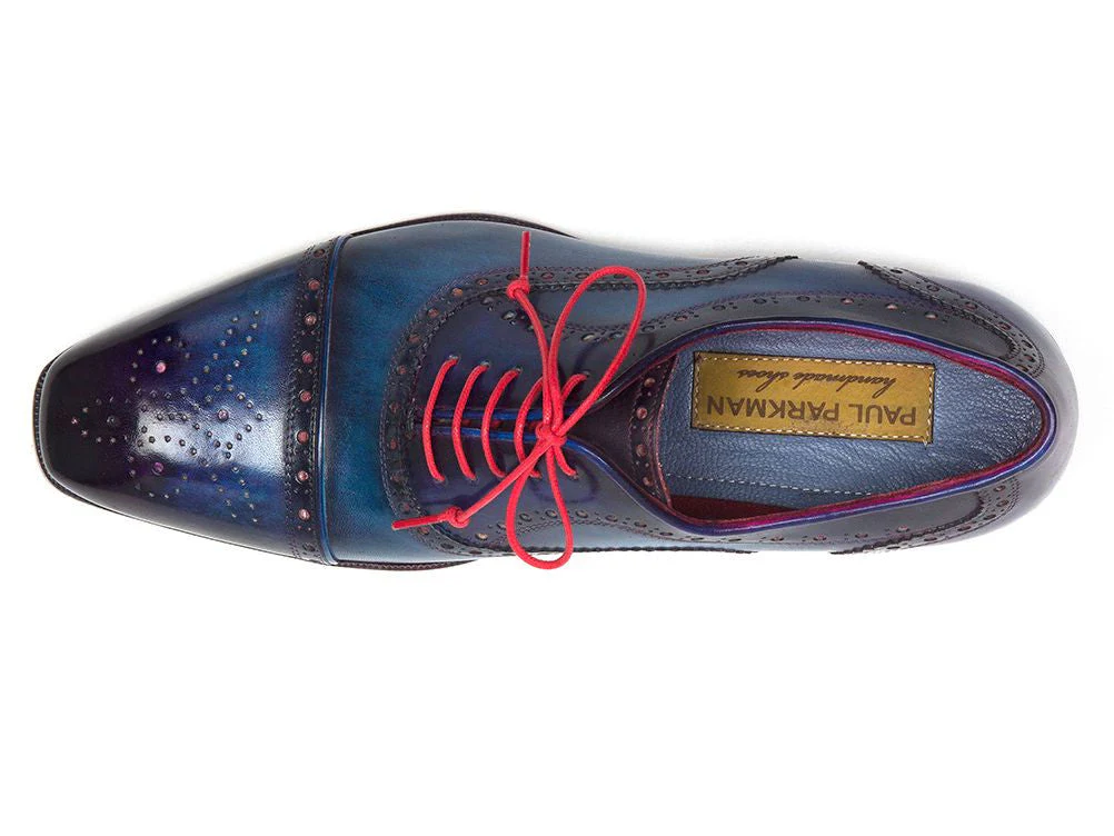 Paul Parkman Men's Captoe Oxfords Blue & Parliament - Image 6