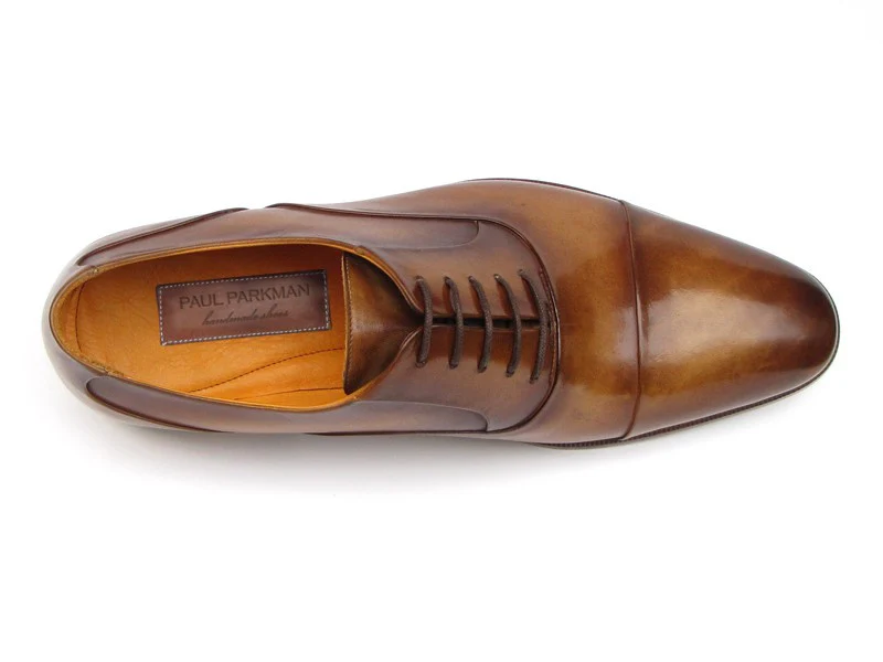 Paul Parkman Men's Captoe Oxfords Brown Leather - Image 5