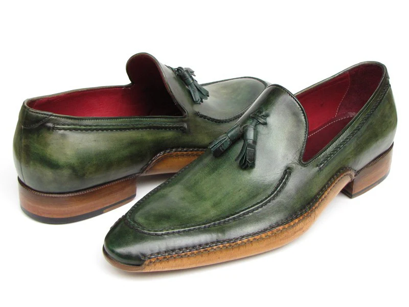 Paul Parkman Men's Green Side Handsewn Tassel Loafer - Image 3